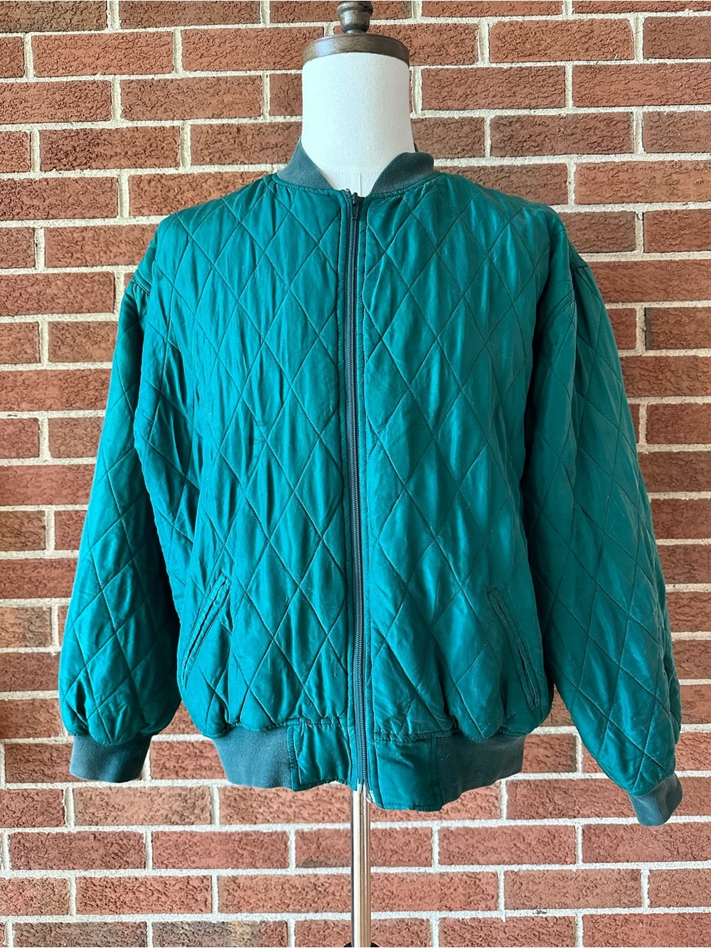 Vintage Jonathan Martin 100% Silk Quilted Bomber Jacket Green, XL